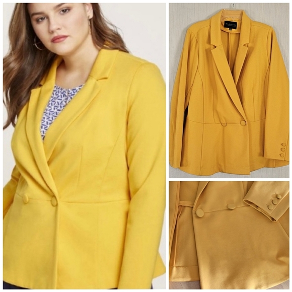 Eloquii Jackets & Blazers - ELOQUII Peplum Blazer in Marigold Yellow Plus Size 20